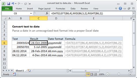 convert text to date in excel